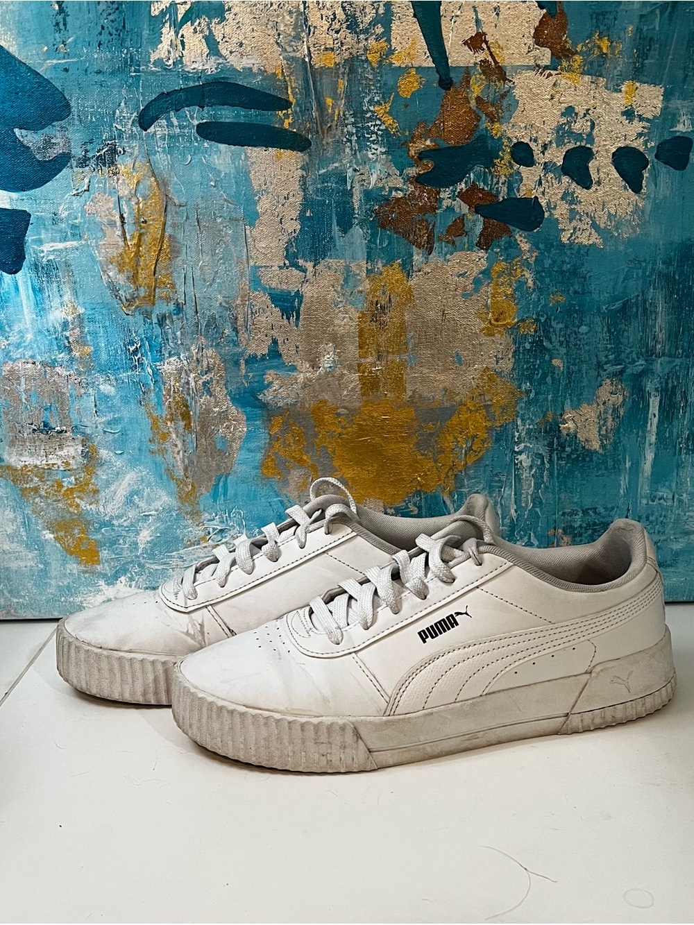 Puma White Low-Top Leather Sneakers